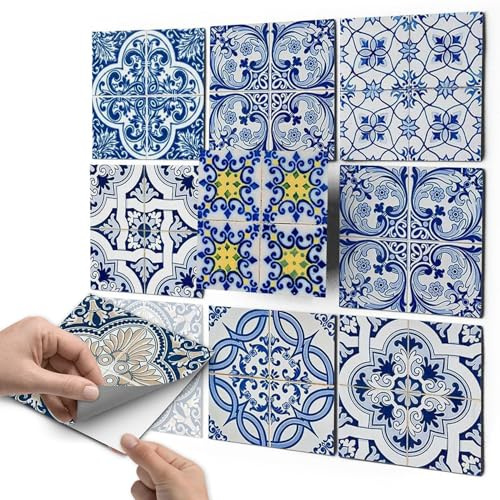 CREATISTO Fliesenfolie, Fliesensticker, Fliesen-Aufkleber I Dekosticker für Bad und Küche selbstklebend I 15x15 cm - Motiv Klassisch - 18 Stück