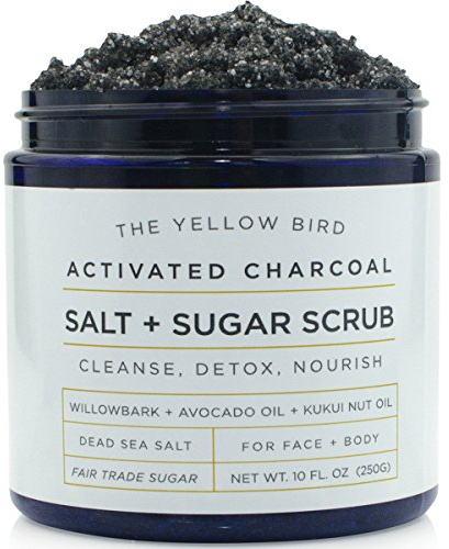 Activated Charcoal Face & Body Scrub – Natural Deep Cleansing Exfoliator for Smooth, Soft Skin – Gentle Salt & Sugar Scrub for Armpit & Foot Detox – For Men & Women – Made in USA