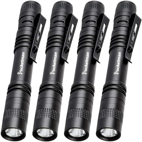 Pocketman 4 Pcs LED Penlight Flashlight Tactical Torch with Clip(13.3 CM)