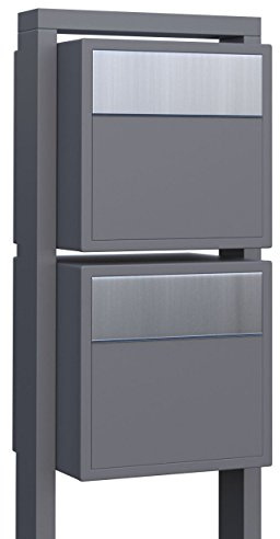 Briefkastenanlage, Design Briefkasten Soprano for Two Grau Metallic/Edelstahl - Bravios