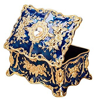Feyarl Vintage Schmuckkästchen Kleine Retro Schmuckbox aus Metall mit Samt Dekorative Schmuckaufbewahrung für Ringe Ohrringe Armband Geschenkidee für Damen