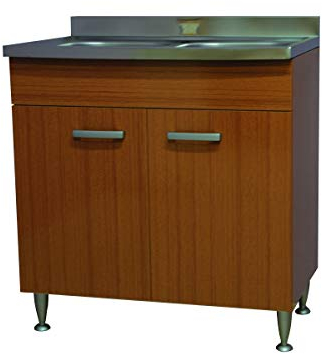 Arredobagnoecucine Mueble bajo lavabo teca, 2 puertas para fregadero porcelana 90 cm (no incluido)