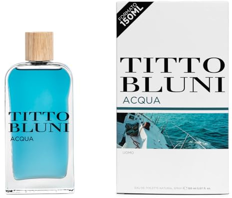 TITTO BLUNI - Acqua Uomo 150 ml, Colonia Hombre, Perfume Formato Spray, Eau de Toilette Natural y Masculina, Aroma Especiado e Intenso, Fragancia Atractiva y de Larga Duración