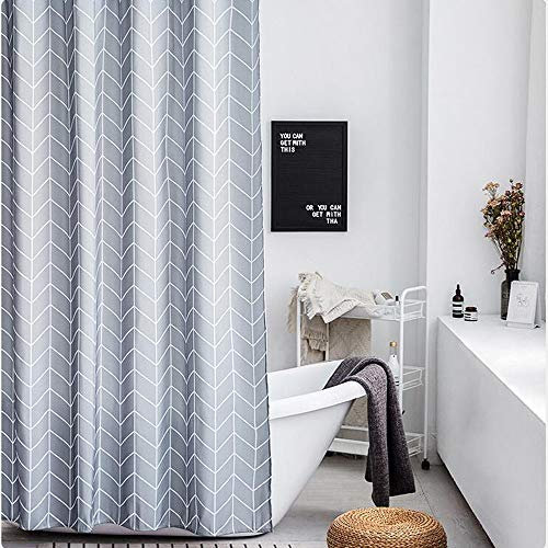 Chrasy Tende da Doccia Impermeabile Lavabile Fatto da un Bianca Onda di Mare Tessuto Set di Decorazioni 180 x 180cm per Tende del Bagno