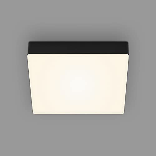 BRILONER - LED Deckenlampe rahmenlos, warmweiße Lichtfarbe, 16 Watt, 1600 Lumen, LED Lampe, Deckenleuchte, Wohnzimmerlampe, Schlafzimmerlampe, Küchenlampe, 21,2x21,2x3,6 cm, Schwarz