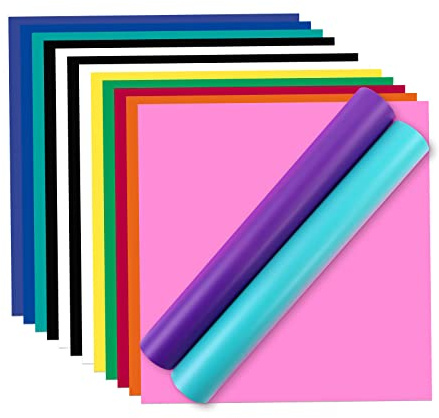 HTVRONT Matt Vinylfolie Plotter Selbstklebend, 14 Farbe, 30.5 x 30.5cm | Permanentem Klebefolien, Für Bastelprojekte, Für Schilder, Für Scrapbooking, Für alle Plotter
