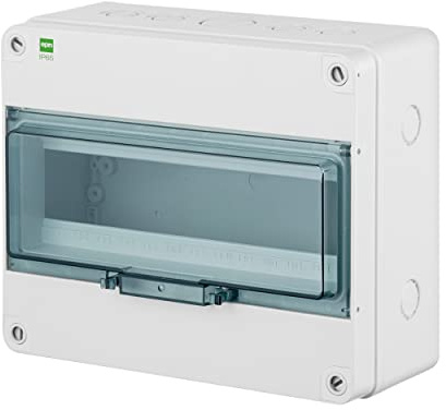 asvendo elektro Aufputz, Sicherungskasten, Verteilerkasten, Kleinverteiler, IP 65 wassergeschützt, Feuchtraum und Außenbereich geeignet (1-reihig für 13 Module (kleiner))