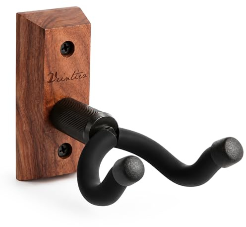 VEINTICO Guitar Wall Mount, Guitar Hangers Hooks Bracket Holder Stand for Acoustic and Electric Guitars Bass Banjo Mandolin, Black Walnut Wood Base