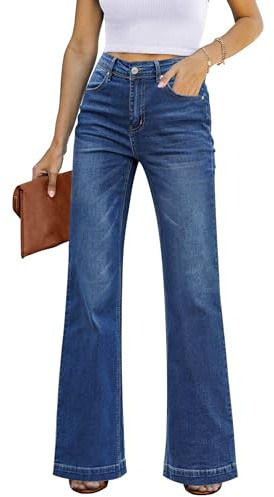 luvamia Mom Jeans Stretch Jeans Dark Blue Size Large Fits UK Size 16 - UK Size 18