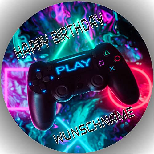 Fondant Tortenaufleger Tortenbild Geburtstag PLAYER/ZOCKER/GAMER personalisierbar WUNSCHNAME