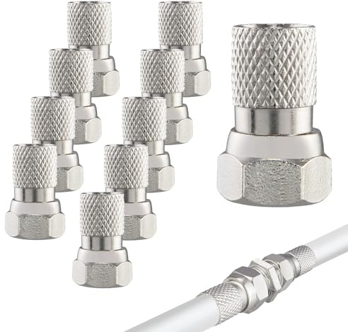 Set di 10 Connettori F da 7 mm per Antenna TV - Spinotti Coassiali per Cavo TV