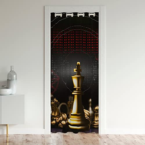 International Schach Türvorhang 86x203cm für Tür Privatsphäre Schach Liebers Isolierter Wärmevorhang Schrank Vorhang für Innentür Raumteiler Modern Gold Schwarz Schach Raumteiler Gardinen Vorhänge