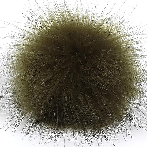 10 Stück 8cm Kunstfell Pompon Fellbommel Pompon Bommel für Mützen Beanies Fellbommel Fellpompon Künstlicher Haarball für Tasche Anhängern Schlüsselanhänger Dekoration Bekleidung Zubehör -Armeegrün