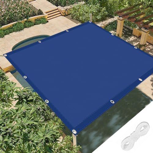 Sonnensegel Rechteckig 3.5 x 8 m Hergestellt aus 185G/M² Hochwertigem Polyester Sun Sonnensegel Segeltuch Pergola mit Befestigungsseile für Garten Terrasse Rasen Pool, Dunkelblau