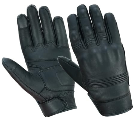 RUBSONS Royal Elegance Goat Skin Leather Touch Screen Biker Motorcycle Gloves