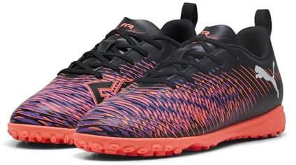 PUMA Future 8 Play TT JR, Unisex Fussballschuh, PUMA Black-PUMA White-Glowing RED,