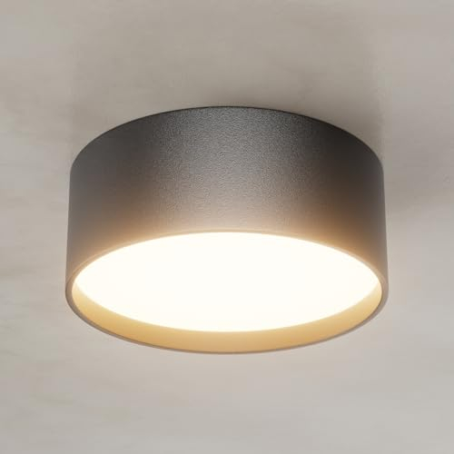 Klighten LED 24W Spot Plafond en Saillie Noir, Rond Spots de Plafond, Spot Plafonnier 3000K Blanc Chaud, Moderne éclairage plafond Aluminium, pour Salon Salle de Bain, IP44, 1672LM, 60X150mm
