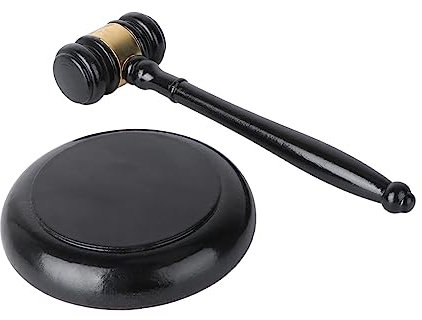 Gogogmee Judge Hammer Mallet Gavel Toy for Courtroom Heavy Duty Auction Hammer Base Black Wooden Construction for Boys and Girls and Adults