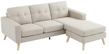 Vente-unique - Ecksofa - Ecke wechselbar - Stoff - Beige - Bartolome