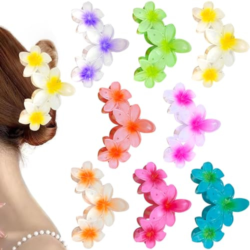 YeahBoom 8 stycken blommor hårklämmor för kvinnor, hårklor hårtillbehör, dekorativa hårspiraler klämma, halkfria plasthårklämmor