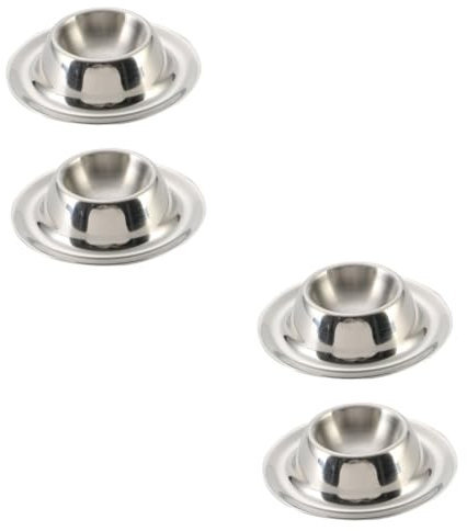 Amosfun 4 Pièces Coquetier en Acier Inoxydable Récipient à Œufs Porte-Oeufs Pochés Gu10 Tasse De Service D'oeufs Conteneur De Stockage D'oeufs Coquetiers Pochés Plaque Pot Cuisinière Poêle