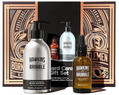 Hawkins & Brimble Beard Gift Set Box (Beard Shampoo Eco Refillable & Beard Oil)