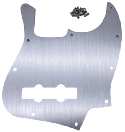 10 Loch Modern Style 4 Saiten J Bass Pickguard eloxiertes Aluminium für USA/Mexico Jazz J Bass Parts (Silber)