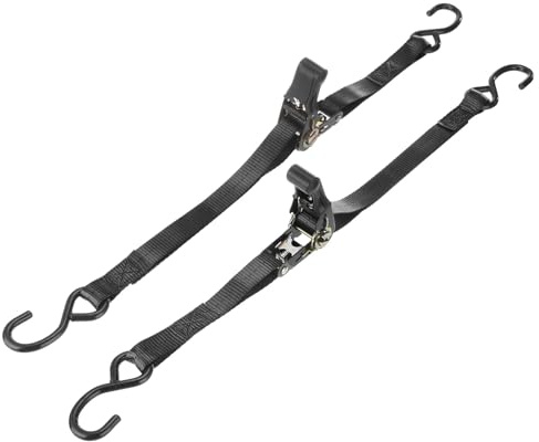 PATIKIL Boat Trailer Transom Tie Down Straps 25mm x 1 m / 1x3.3', 1763lbs Break Strength Ratchet Adjustable Straps with S Hook for Marine Trailing Boating, Black