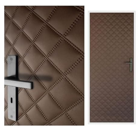 Rivestimento porta 115 x 215 cm, imbottitura per porta, protezione acustica, confezione completa, XXL, isolamento termico, riparazione per porte interne, in ecopelle, trapuntatura, 7 x 7 cm (wengé)