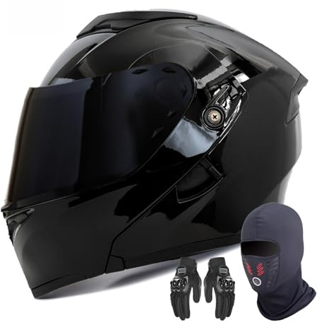 GNIUBBDB Casque de Moto modulaire intégral pour Adultes Hommes et Femmes Casque de Moto Rabattable homologué ECE avec Double Pare-Soleil C-2,XXXL (65cm)