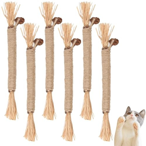 6 Piezas Matatabi,Palitos De Hierba Gatera,Palos Masticar Gatos,Palitos De Catnip,Palitos De Catnip para Gatos,Palitos Matatabi Gatos