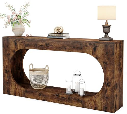 Tribesigns Konsolentisch, 160cm schmales Sofa Eingangstisch mit 2-Tier Lagerung, Holz Flur Tisch hinter Couch Akzent Tisch für Wohnzimmer