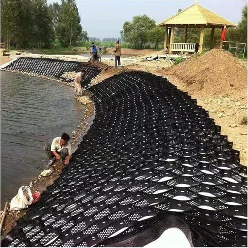 Stabilisateur De Grille De Sol pour Trottoirs, Hauteur De 2 Pouces pour Gravier/Ciment/Sable, Pavé GéOgrille DéCoupable Charge Remplie De 3000 Kg(4x10m(13x33ft))