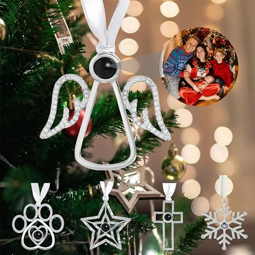 Benutzerdefinierte Foto Ornament für Weihnachtsbaum, personalisierte Weihnachtsschmuck mit Bild innen, hängende Schneeflocke Projektion Anhänger, Familie Weihnachtsschmuck für Xmas Party