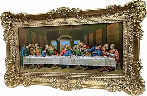 Gemälde Abendmahl Jesus Christus 97x57 Heilige Bilder Leonardo da Vinci 3074