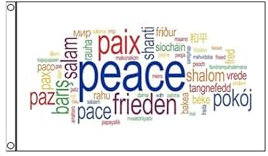 Stormflag BANDIERA PACE MULTILINGUE 90x150cm BANDIERA PAZ PAIX PEACE FRIEDEN 3x5ft Polyester 90g di poliestere 2 occhielli Occhiello in Angolo, in metallo e Doppio ago