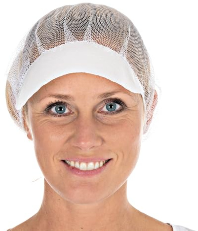 1000 Stück Hygostar Baretthauben Honeycomb mit Schirm | Nylon, weiß, Einheitsgröße, Ø: 53cm, Karton, Haube aus Einwegstoff, Einweg Haarnetze, Kopfhauben, Einweghauben, Einmalhaube, Kopfschutz