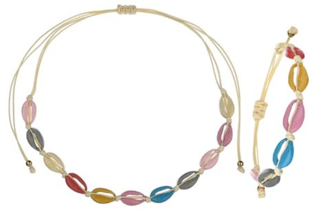 CALLARON 2stücke Verstellbares Muschelarmband Aus Legierung Bunte Perlenkette Strand-boho-schmuck Für Mädchen Weißer Muschelschmuck Bettelarmreif Für Sommerurlaub