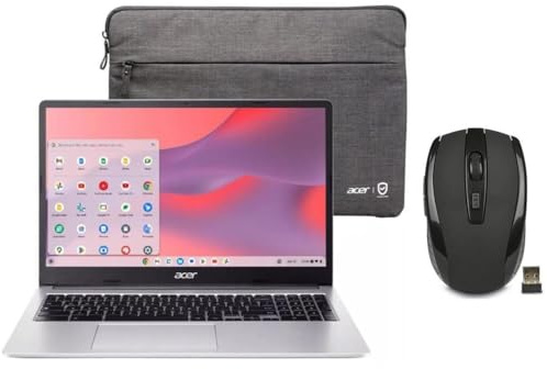 acer Chromebook 315 Laptop HD de 15.6 pulgadas | Intel Pentium N6000 1.1 GHz | Gráficos Intel UHD | Cámara web de 720p | Funda | Plata | 4 GB de RAM | SSD de 128 GB | Chrome OS | Paquete con mouse