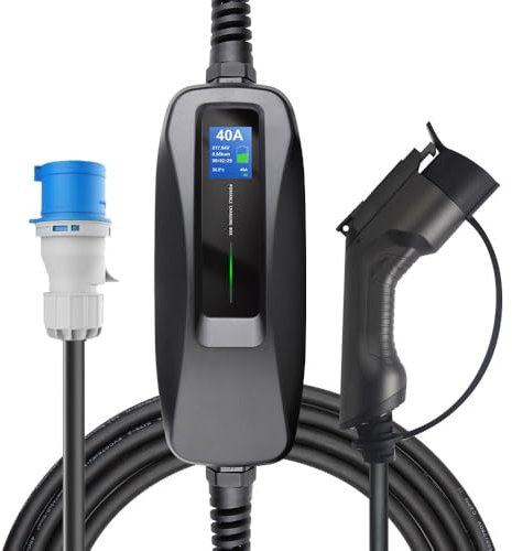 WISSENERGY Tipo 2 Caricabatteria da auto elettrico, 7,4 kW corrente commutabile [ 16 A | 24 A | 32 A | 6 m ] Cavo di ricarica per auto elettrico, impermeabile IP66, stazione di ricarica mobile per EV