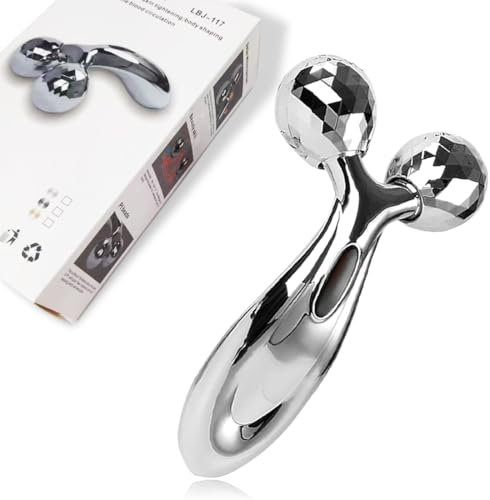 KUMSODE Massaggiatore viso 3D, Rullo per Massaggiatore Viso Lifting, Rullo per il Viso Argento, Ruller Rotante a 360° per Viso per Modellante, Rassodante, Antirughe, Rilassamento Muscolare