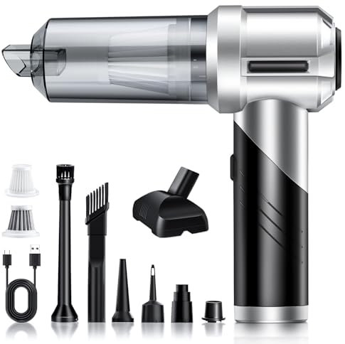 NVKHG Aspirateur à Main, 28000Pa Aspirateur à Main sans Fil, 3 en 1 Mini Aspirateur de Voiture avec Moteur sans balais, Pliable Aspirateur sans Fil Humide et Sec, pour Voiture, Maison, Cuisine