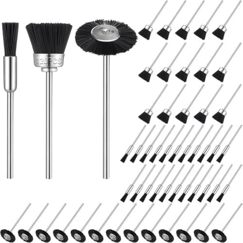 Rtauhife Set di 120 Spazzole Metalliche con Ruote In Filo D'Acciaio, Spazzole per Penna per Utensili per Trapano Rotante, Kit di Spazzole Metalliche A Tazza per Utensile Rotante