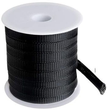 UZAMIRLEX Manicotto per Cavi, Guaina trecciata isolata da 3/5 m, 1/2/4/6/8/10/12/16/18/20/25/35/50 mm, Protezione pressacavi in ​​Filo Pet Stretto, Guaina for Cavi(40mm x3meters)
