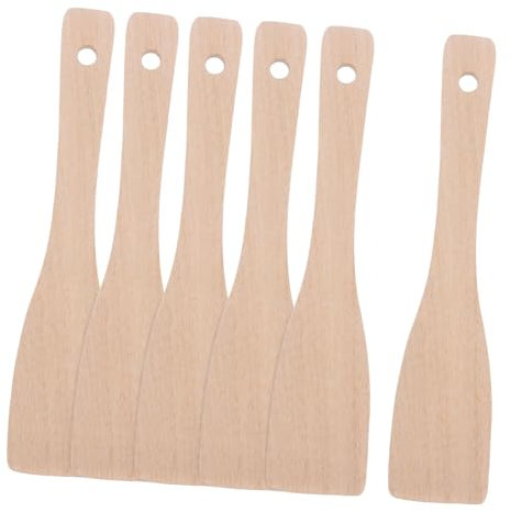 POPETPOP 6pièces Spatule de Cuisine Bois Petite Spatule Raclette pour Hamburgers Beurre Confiture Accessoire de Cuisine Pratique et Résistante
