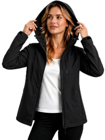 PYALT Veste de pluie imperméable et pliable pour femmes avec capuche, coupe-vent léger et respirant pour la randonnée, le voyage et le trekking à vélo Black L