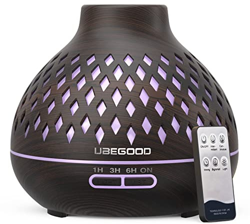 UBEGOOD Aroma Diffuser, 400ml Diffuser Luftbefeuchter, Aroma Essential Oil Diffuserr mit 7 Farben LED Duftöl Diffusers Ätherische Öle Luftbefeuchter Ultraschall für Zuhause, Büro, SPA, Yoga(Schwarz)