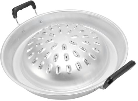 AYNEFY 2 in 1 Thai BBQ Grill Pan Hot Pot Grill Charcoal Pan Non Stick Even Heating Aluminum for Indoor Outdoor with Gas Stove Canister Charcoal (35 cm/13.78in Colore originale)