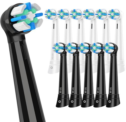 12 Stück Aufsteckbürsten Kompatibel mit Oral B IO 2/3/4/5/6/7/8/9/10 Series Zahnbürste Elektrische, IO Zahnbürste Aufsätze Kompatibel mit Oral B Für gute Reinigung und Schutz der Zähne (Schwarz/Weiß)