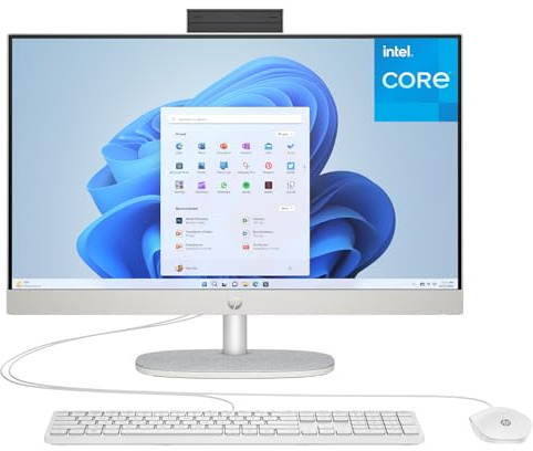 HP 24 Touchscreen All-in-One Desktop Computer for Home School and Office, 16GB DDR4 RAM, 512GB PCIe SSD, Intel Processor, 23.8 FHD, WiFi 6, Bluetooth 5.3, Business AIO, White